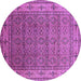 Round Oriental Purple Industrial Rug, urb3214pur