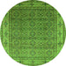 Round Oriental Green Industrial Rug, urb3214grn