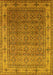 Machine Washable Oriental Yellow Industrial Rug, wshurb3214yw