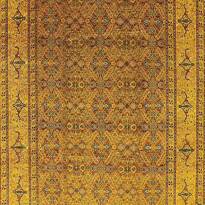 Machine Washable Oriental Yellow Industrial Rug, wshurb3214yw
