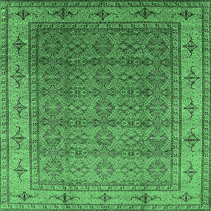 Square Oriental Emerald Green Industrial Rug, urb3214emgrn