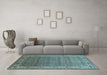 Machine Washable Oriental Light Blue Industrial Rug in a Living Room, wshurb3214lblu