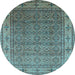 Round Oriental Light Blue Industrial Rug, urb3214lblu