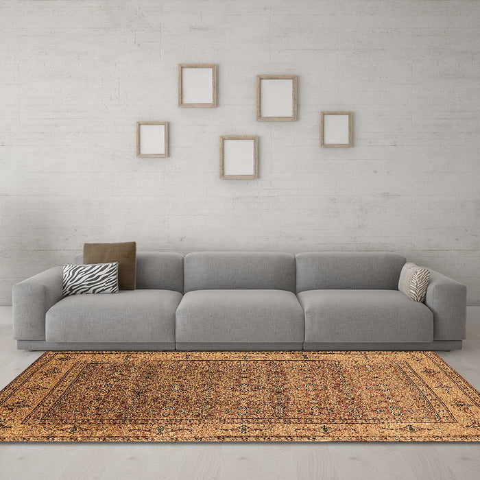 Machine Washable Oriental Brown Industrial Rug in a Living Room,, wshurb3214brn