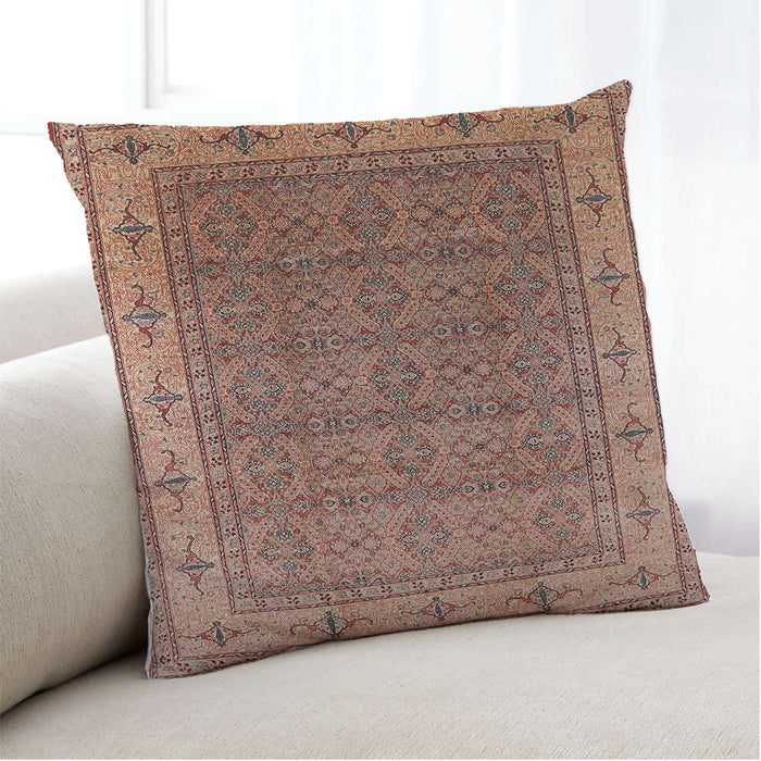 Lifestyle Image of Mid-Century Modern Urban Square Fire Brick Red Throw Pillow, 18 inch by 18 inch, pwurb3214