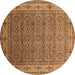 Round Oriental Brown Industrial Rug, urb3214brn