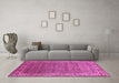 Machine Washable Oriental Pink Industrial Rug in a Living Room, wshurb3214pnk