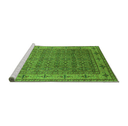 Sideview of Machine Washable Oriental Green Industrial Area Rugs, wshurb3214grn