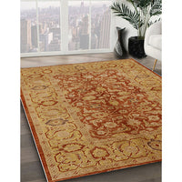 Mid-Century Modern Mahogany Brown Oriental Rug, urb3215