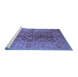 Sideview of Machine Washable Oriental Blue Industrial Rug, wshurb3215blu