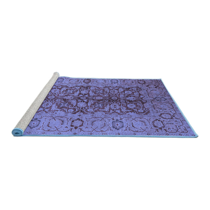 Sideview of Machine Washable Oriental Blue Industrial Rug, wshurb3215blu