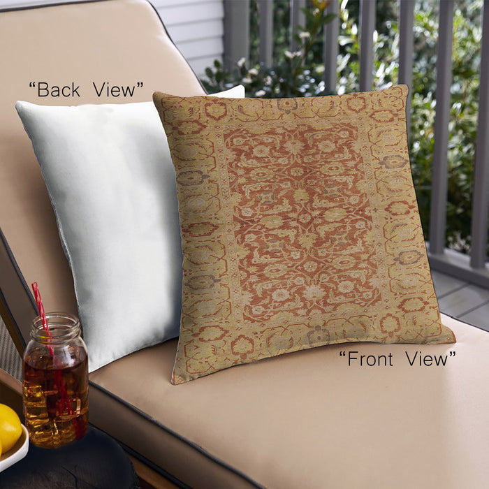 Front View of Mid-Century Modern Urban Square Mahogany Brown Throw Pillow, 18 inch by 18 inch, pwurb3215