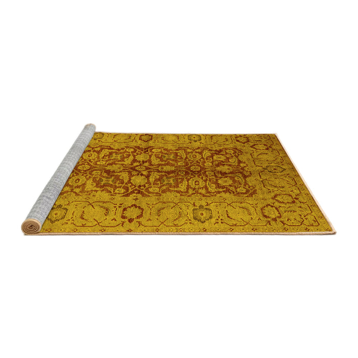 Sideview of Machine Washable Oriental Yellow Industrial Rug, wshurb3215yw