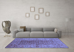 Machine Washable Oriental Blue Industrial Rug in a Living Room, wshurb3215blu