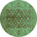 Round Oriental Turquoise Industrial Rug, urb3215turq