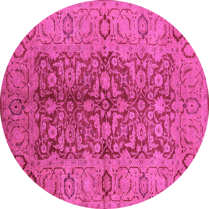 Round Machine Washable Oriental Pink Industrial Rug, wshurb3215pnk