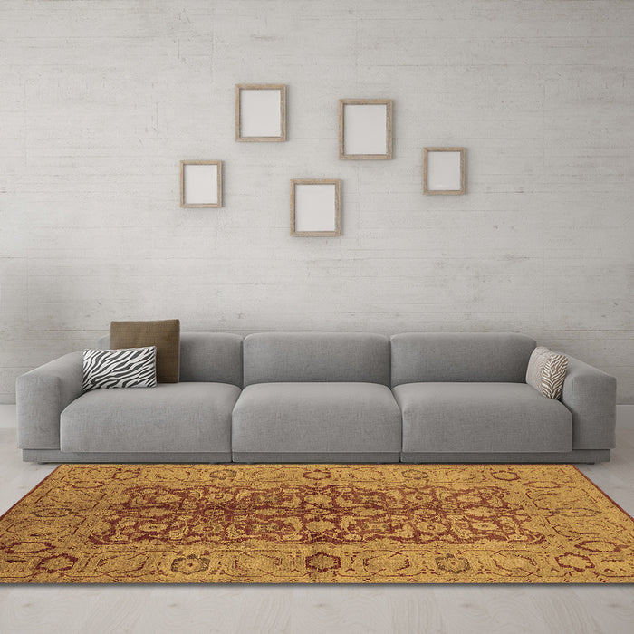 Machine Washable Oriental Brown Industrial Rug in a Living Room,, wshurb3215brn