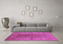 Machine Washable Oriental Purple Industrial Area Rugs in a Living Room, wshurb3215pur
