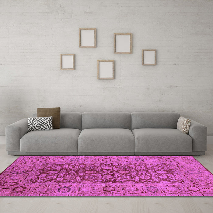 Machine Washable Oriental Purple Industrial Area Rugs in a Living Room, wshurb3215pur