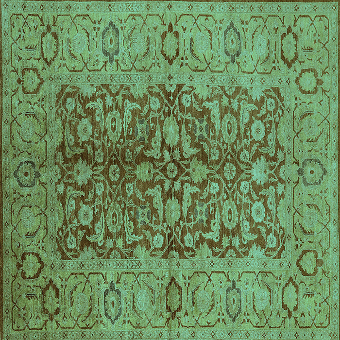 Square Oriental Turquoise Industrial Rug, urb3215turq