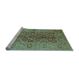 Sideview of Machine Washable Oriental Light Blue Industrial Rug, wshurb3215lblu