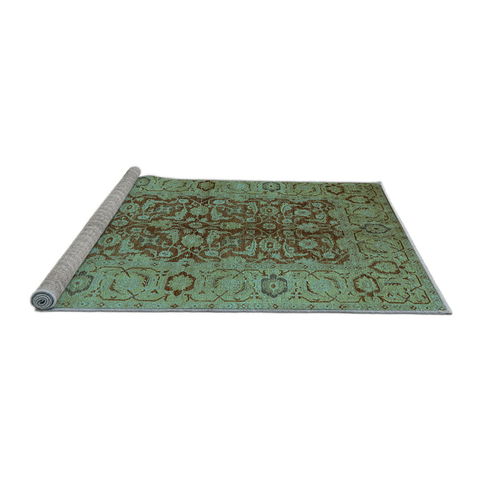 Sideview of Machine Washable Oriental Light Blue Industrial Rug, wshurb3215lblu