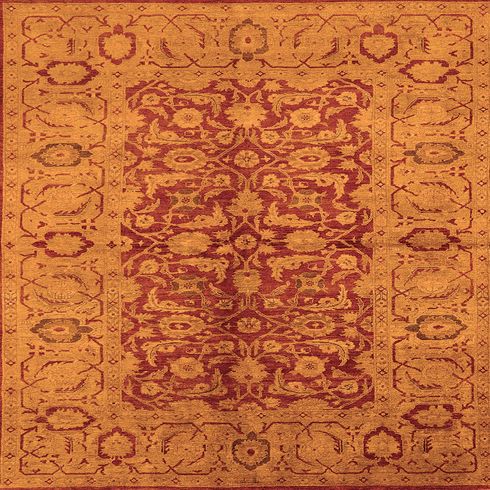 Square Oriental Orange Industrial Rug, urb3215org