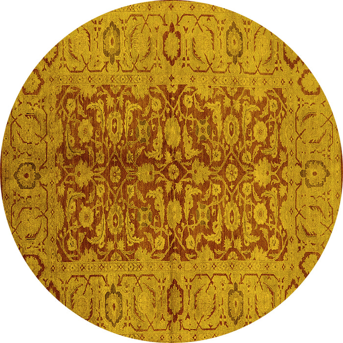 Round Oriental Yellow Industrial Rug, urb3215yw