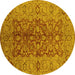 Round Oriental Yellow Industrial Rug, urb3215yw