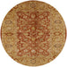 Round Mid-Century Modern Mahogany Brown Oriental Rug, urb3215