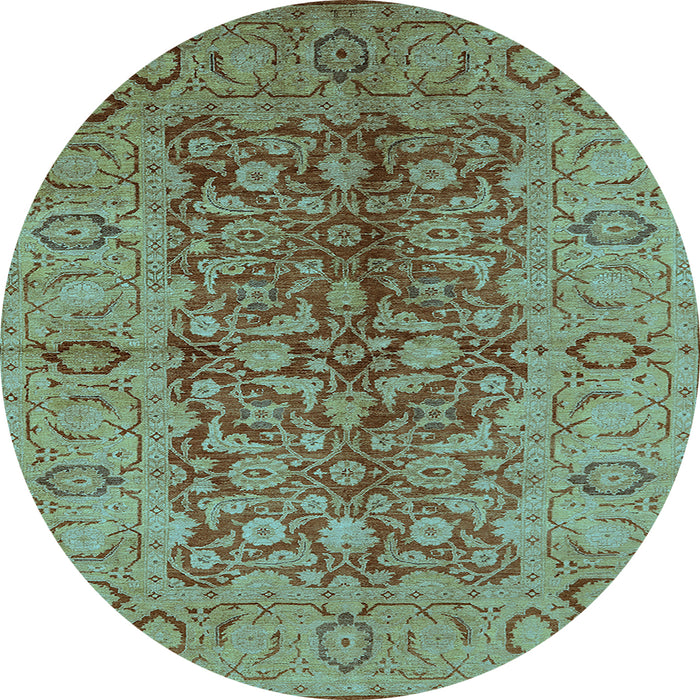 Round Oriental Light Blue Industrial Rug, urb3215lblu