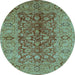 Round Oriental Light Blue Industrial Rug, urb3215lblu