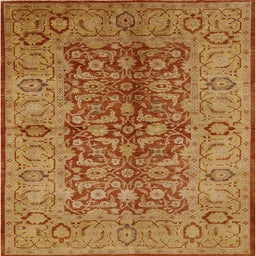 Square Mid-Century Modern Mahogany Brown Oriental Rug, urb3215