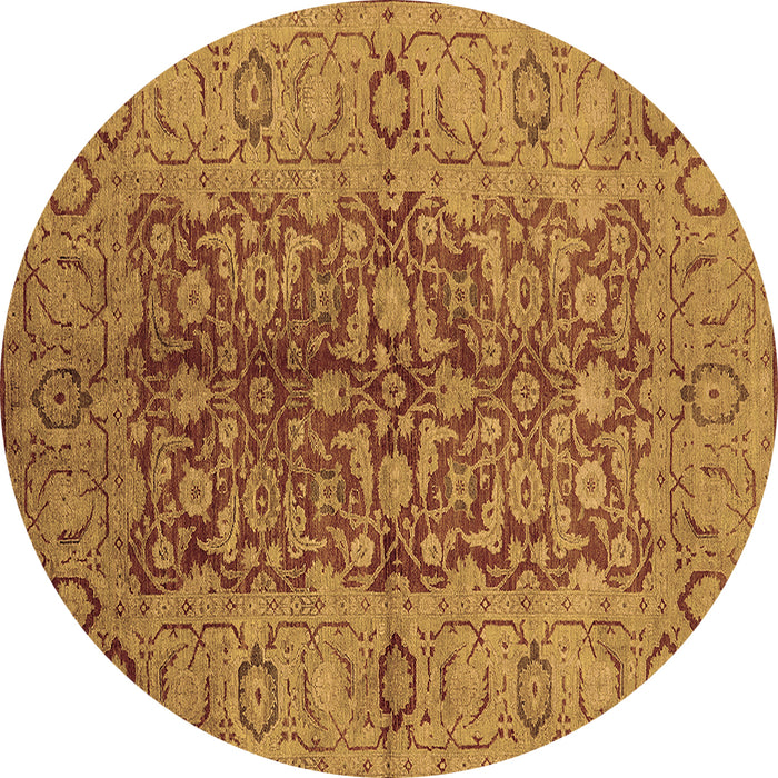 Round Machine Washable Oriental Brown Industrial Rug, wshurb3215brn