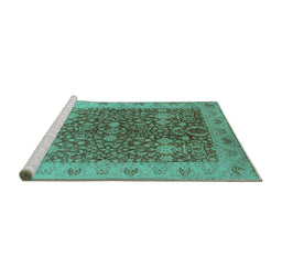 Sideview of Machine Washable Oriental Turquoise Industrial Area Rugs, wshurb3216turq
