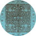 Round Oriental Light Blue Industrial Rug, urb3216lblu