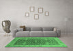 Machine Washable Oriental Emerald Green Industrial Area Rugs in a Living Room,, wshurb3216emgrn