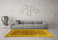 Machine Washable Oriental Yellow Industrial Rug, wshurb3216yw