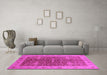 Machine Washable Oriental Pink Industrial Rug in a Living Room, wshurb3216pnk