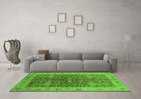 Machine Washable Oriental Green Industrial Rug, wshurb3216grn