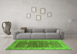 Machine Washable Oriental Green Industrial Area Rugs in a Living Room,, wshurb3216grn