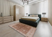 Mid-Century Modern Chestnut Red Oriental Rug in a Bedroom, urb3216