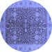 Round Oriental Blue Industrial Rug, urb3216blu