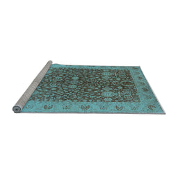 Sideview of Machine Washable Oriental Light Blue Industrial Rug, wshurb3216lblu
