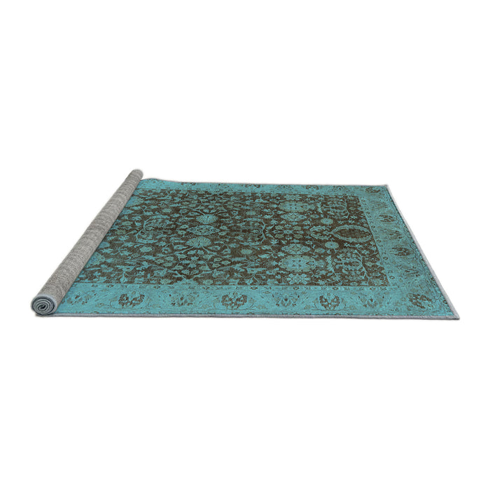 Sideview of Machine Washable Oriental Light Blue Industrial Rug, wshurb3216lblu