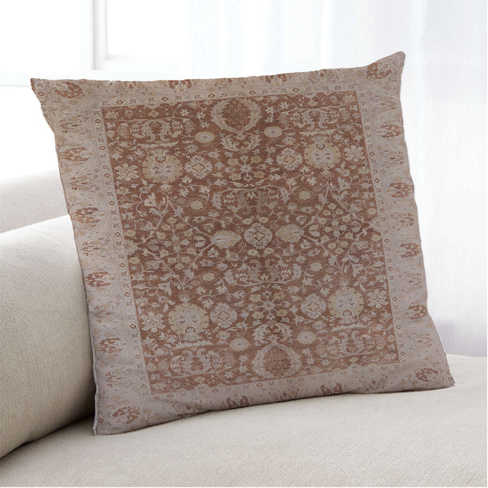 Lifestyle Image of Mid-Century Modern Urban Square Chestnut Red Throw Pillow, 18 inch by 18 inch, pwurb3216