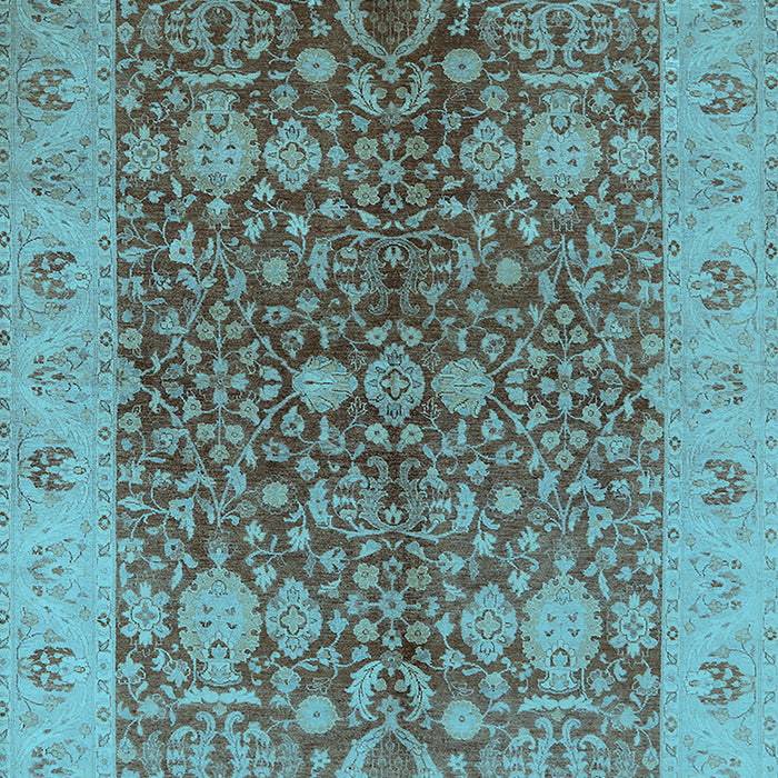 Machine Washable Oriental Light Blue Industrial Rug, wshurb3216lblu