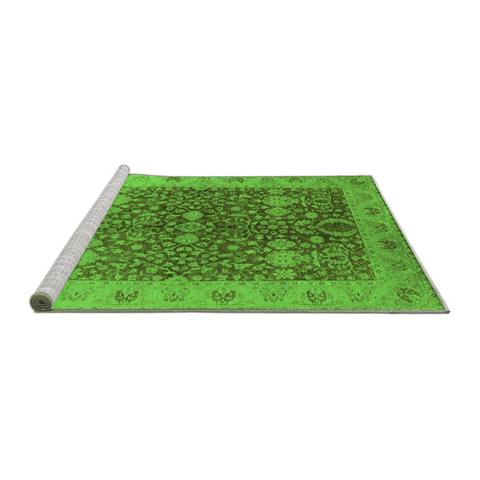 Sideview of Machine Washable Oriental Green Industrial Area Rugs, wshurb3216grn