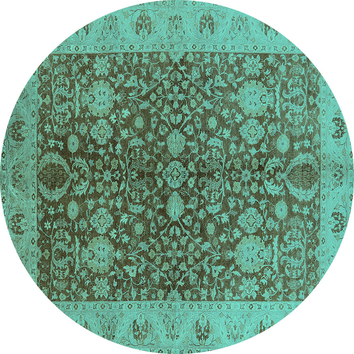 Round Oriental Turquoise Industrial Rug, urb3216turq