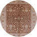 Round Mid-Century Modern Chestnut Red Oriental Rug, urb3216